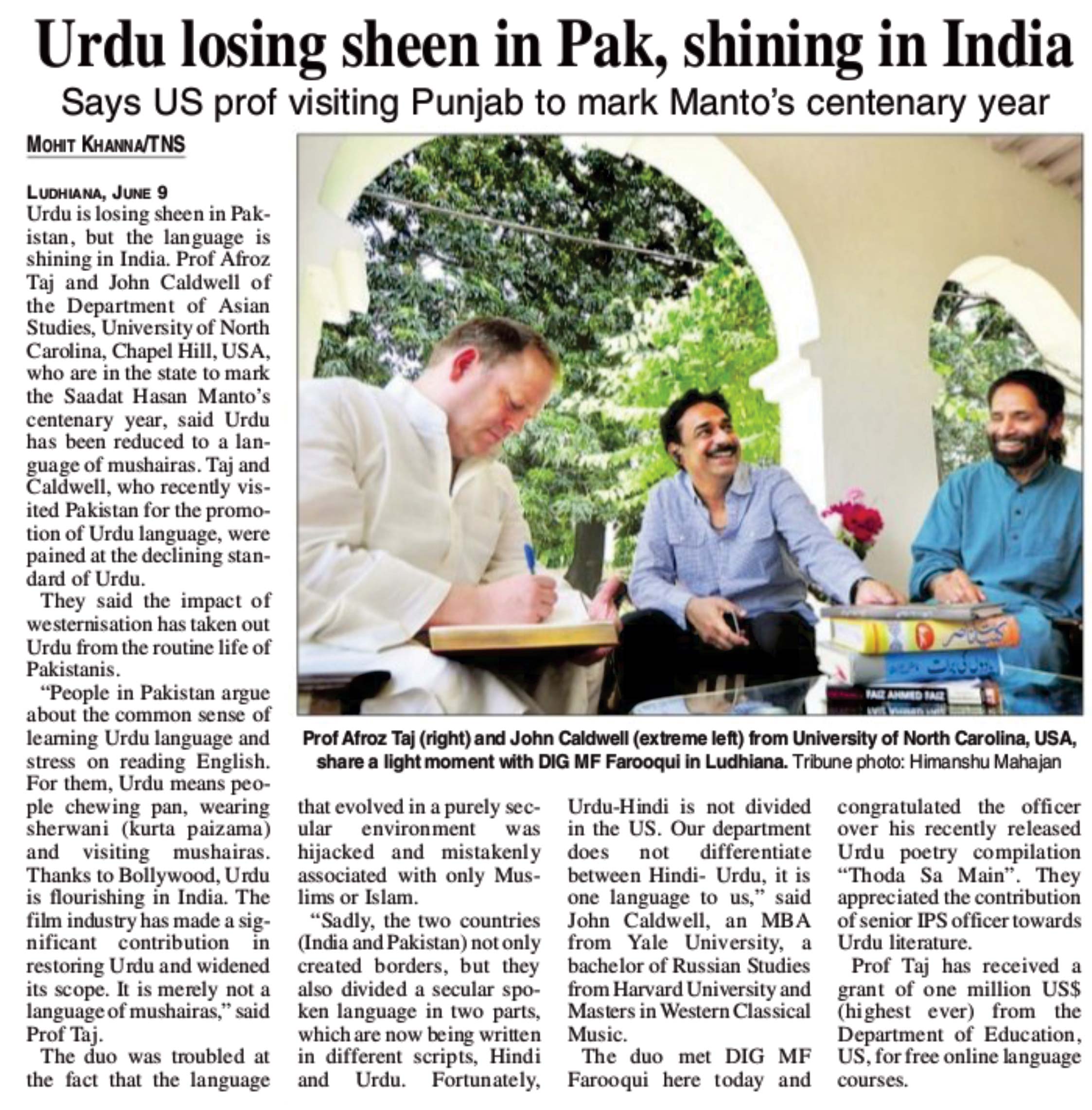 Afroz Taj The Tribune